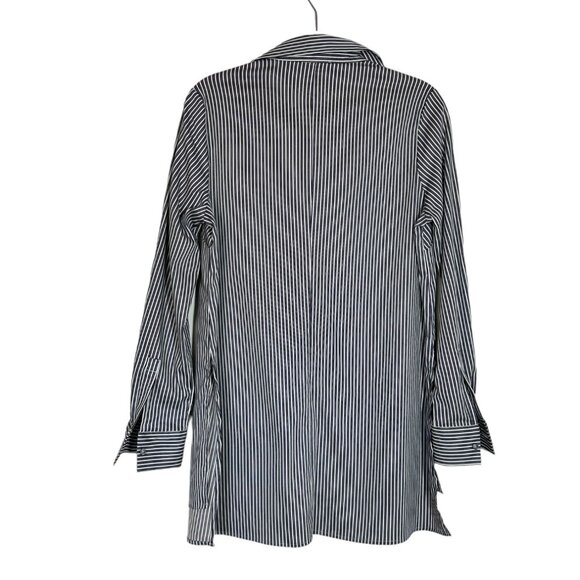 Adrianna Papell Striped Long Sleeve Tunic Top in Blue/White - Size S - Picture 2 of 6